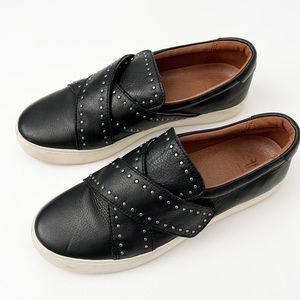 Frye Nina Leather Studded Slip On Sneaker Black Size 9M